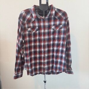 Cody James Western Flannel Shirt Red Black Plaid Men’s XL Regular Fit